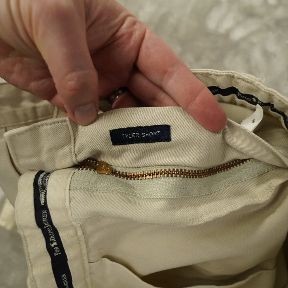 Polo Ralph Lauren Tyler Shorts Men's 40 Light Khaki Pleated Preppy‎ 90s